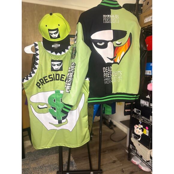 SZ M - Dead Presidents Varsity Jacket, Basketball Jersey, SnapBack Hat - Picture 2 of 2